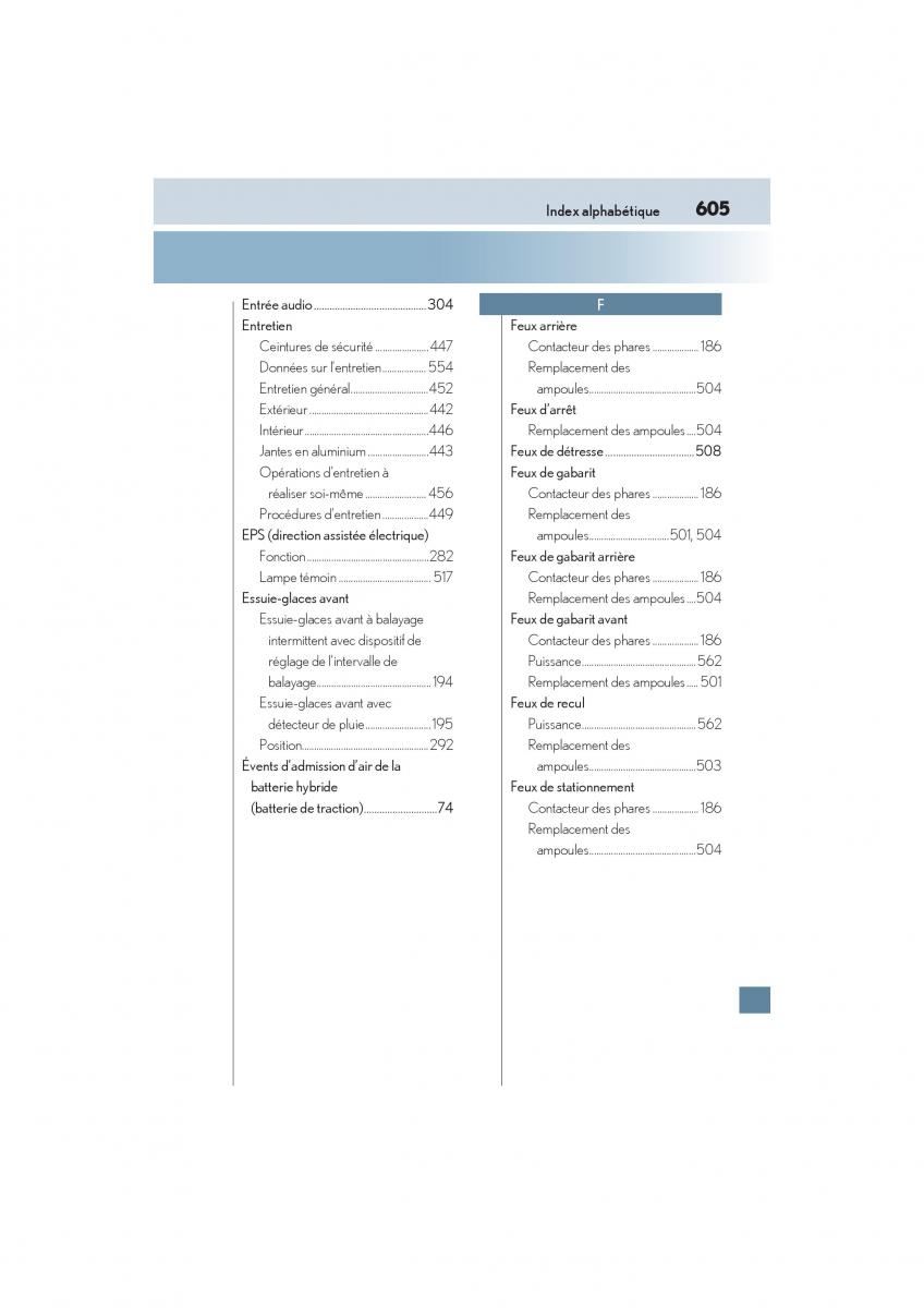 Lexus ES300h VI 6 XV60 manuel du proprietaire / page 607