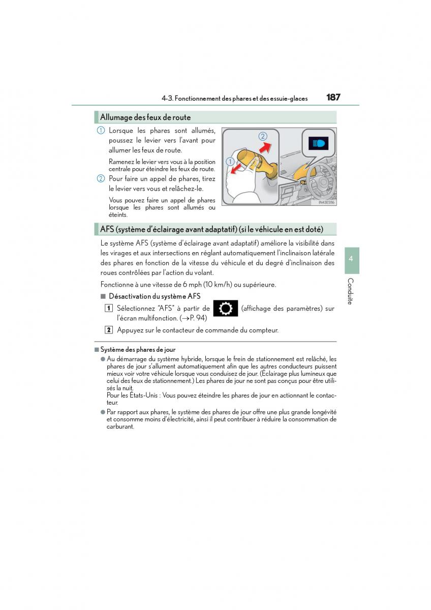 Lexus ES300h VI 6 XV60 manuel du proprietaire / page 189
