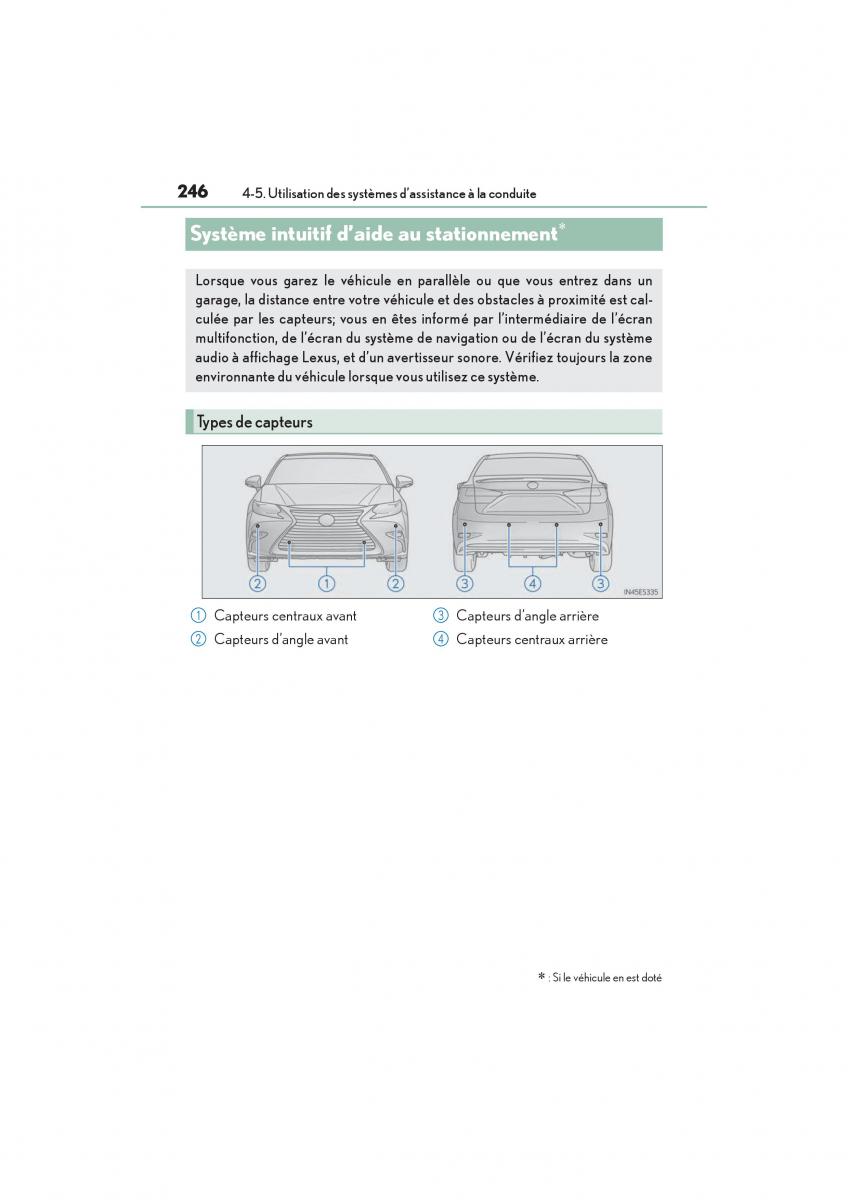 Lexus ES300h VI 6 XV60 manuel du proprietaire / page 248