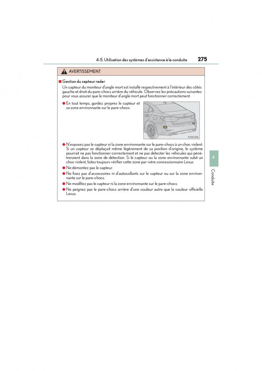 Lexus ES300h VI 6 XV60 manuel du proprietaire / page 277