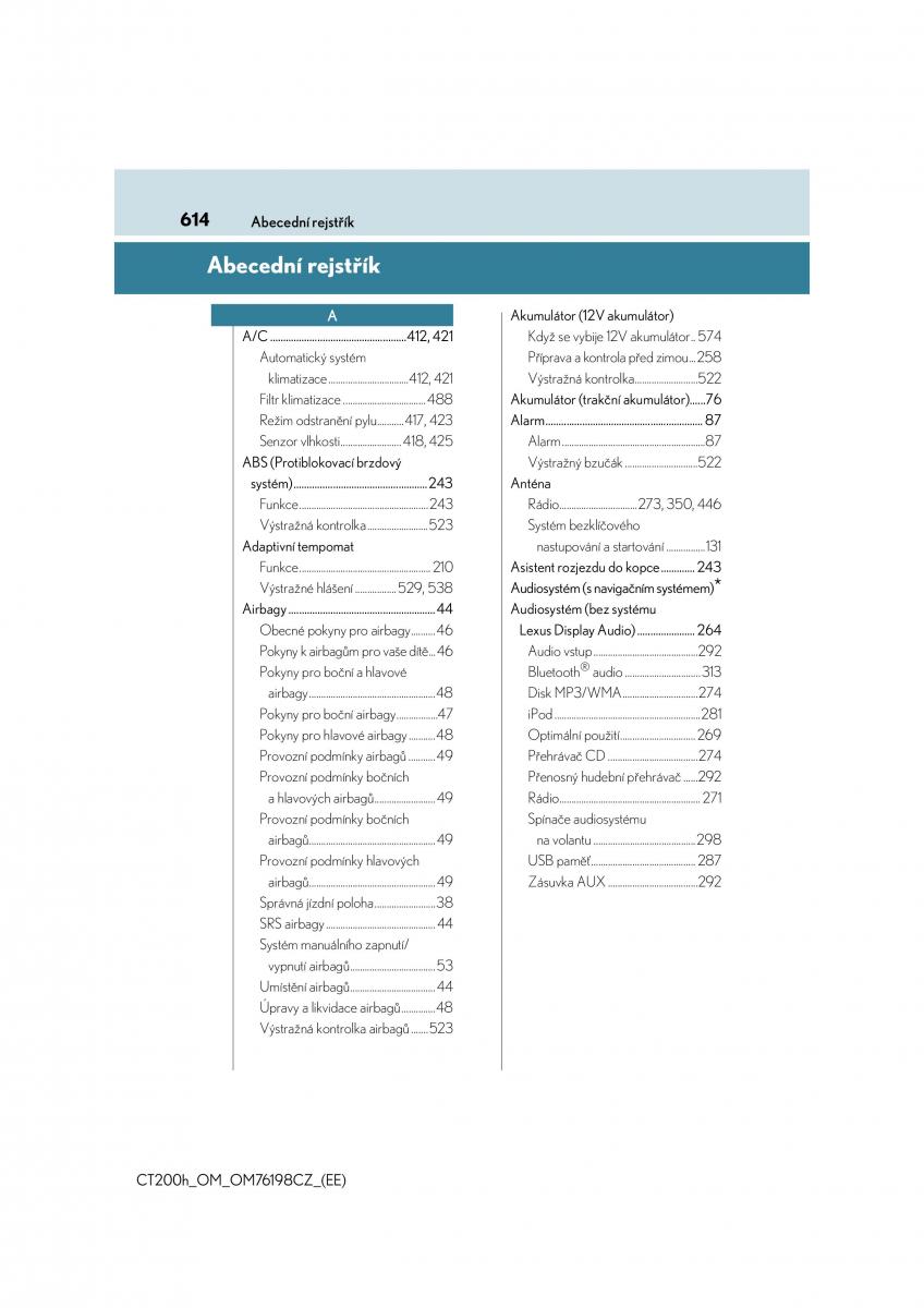 Lexus CT200h navod k obsludze / page 614
