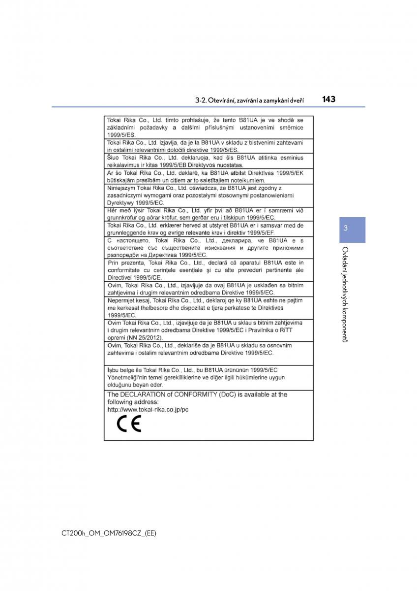 Lexus CT200h navod k obsludze / page 143