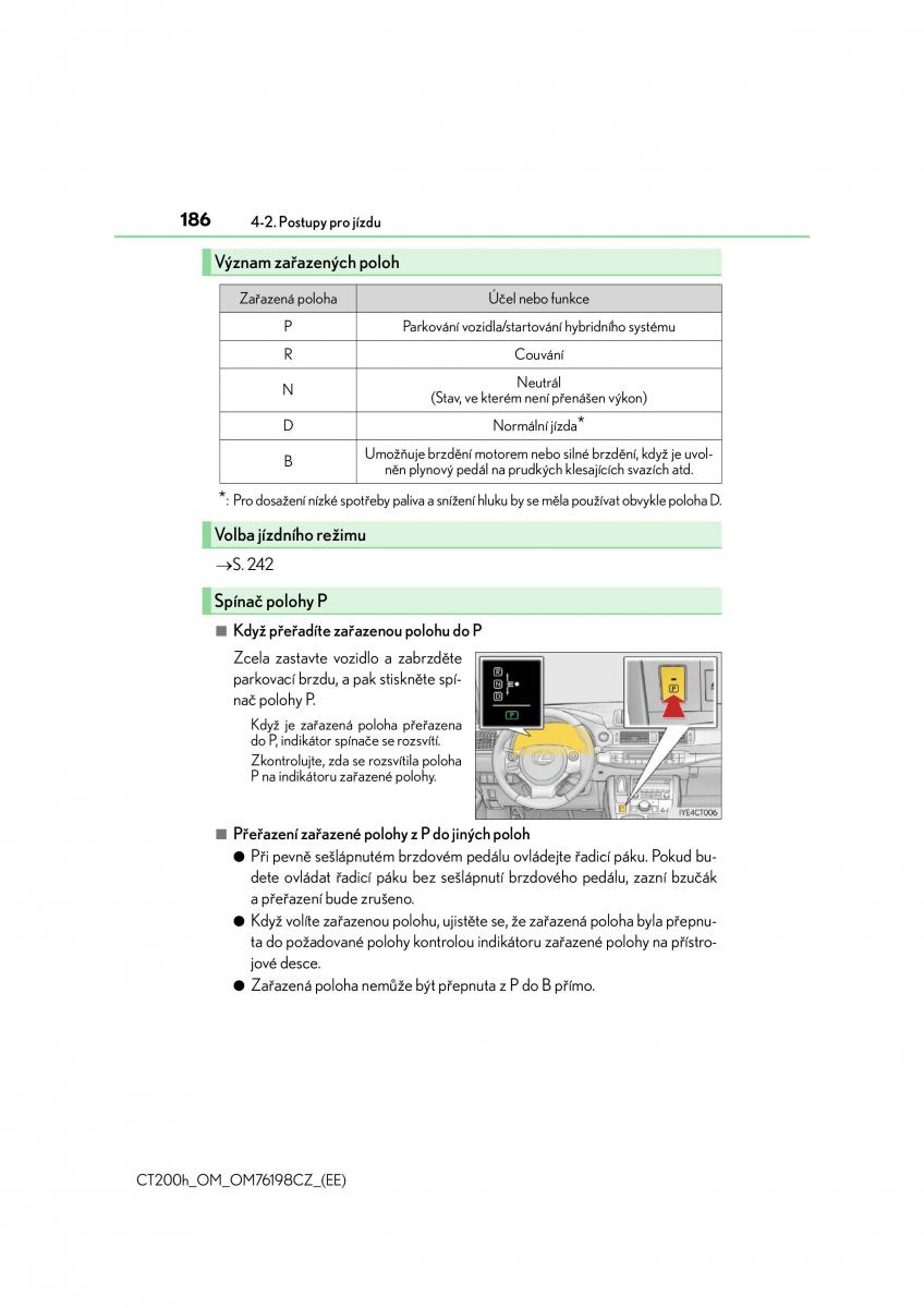 Lexus CT200h navod k obsludze / page 186