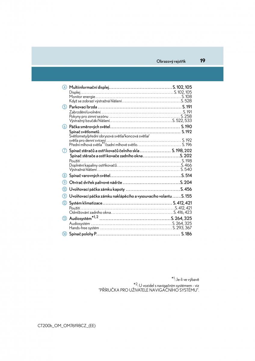 Lexus CT200h navod k obsludze / page 19