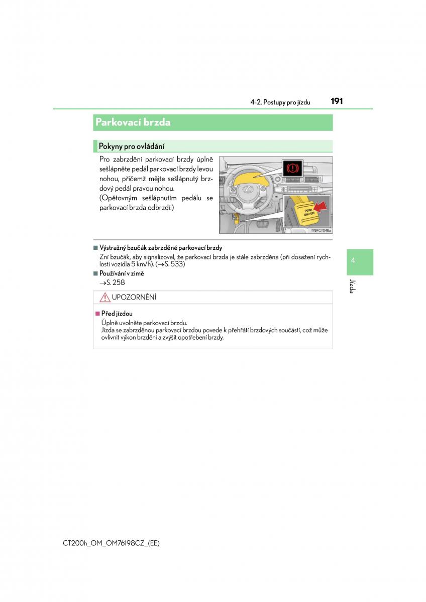 Lexus CT200h navod k obsludze / page 191