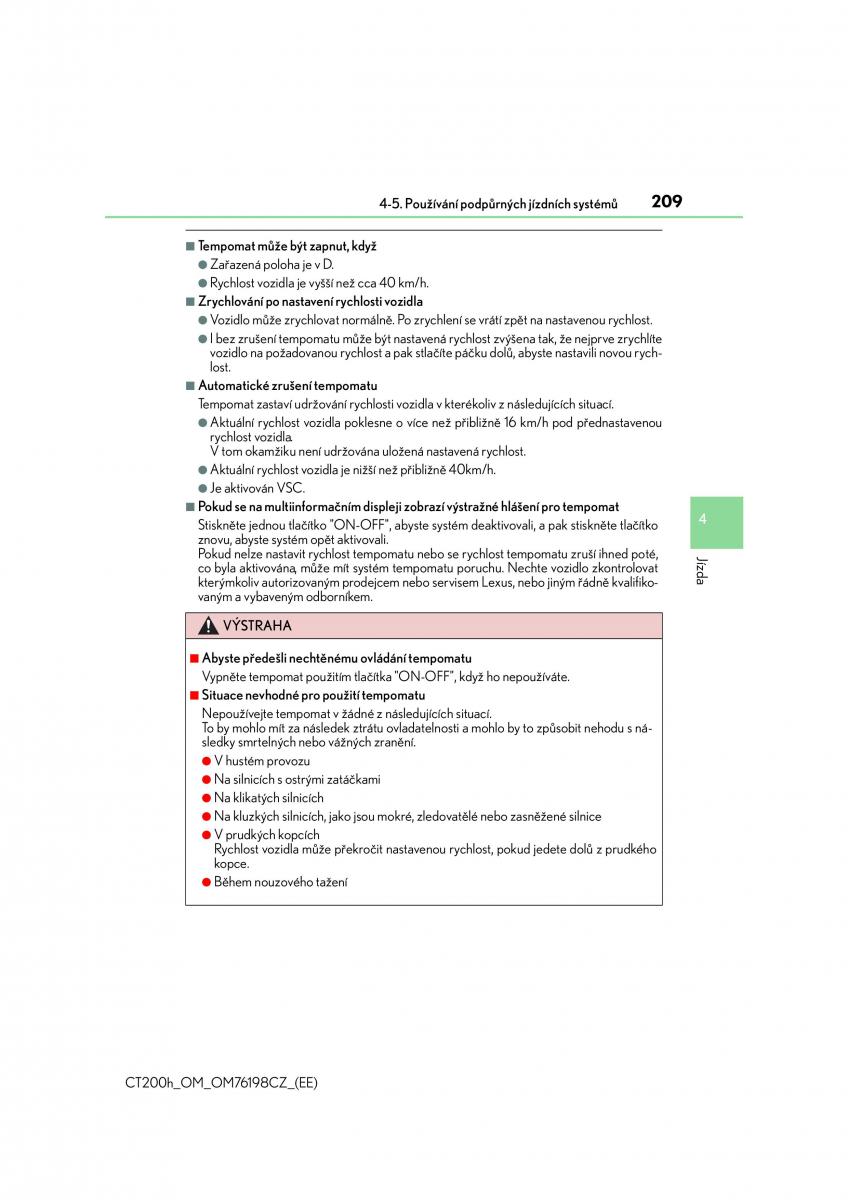 Lexus CT200h navod k obsludze / page 209