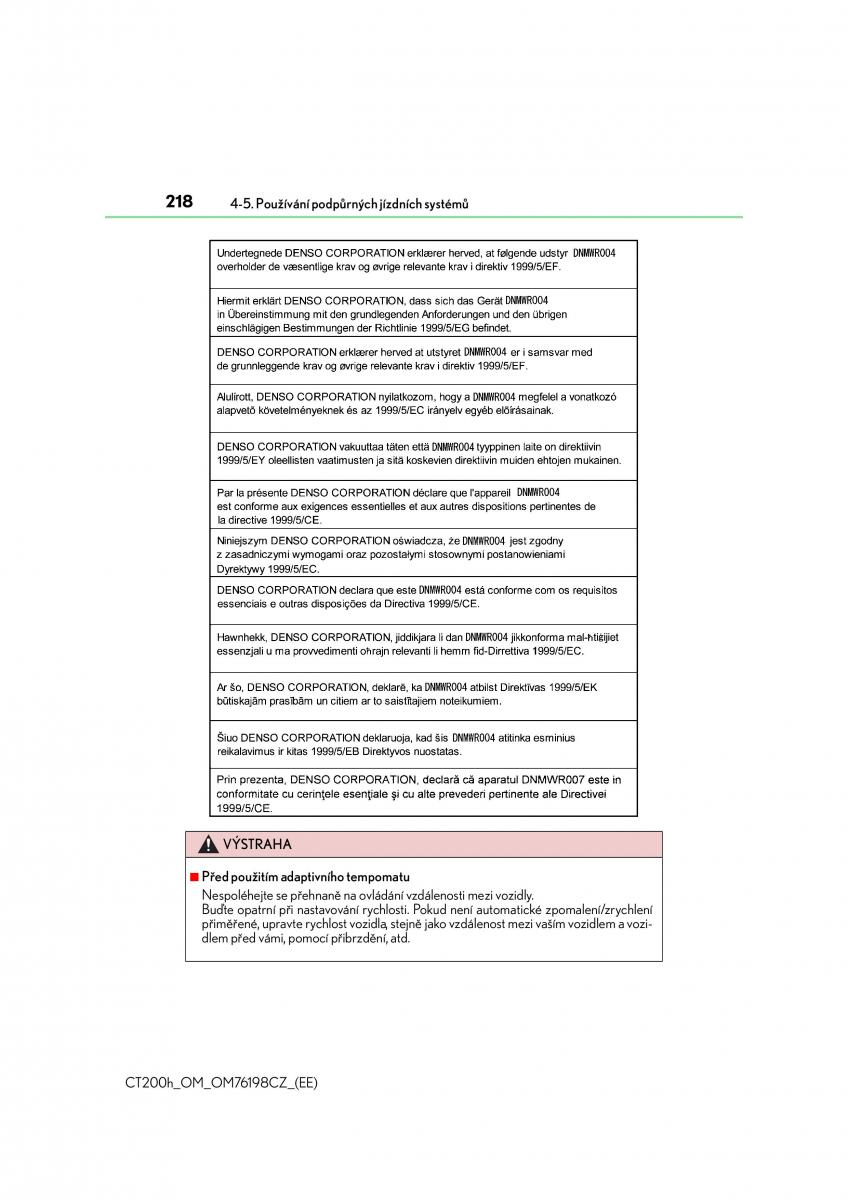 Lexus CT200h navod k obsludze / page 218