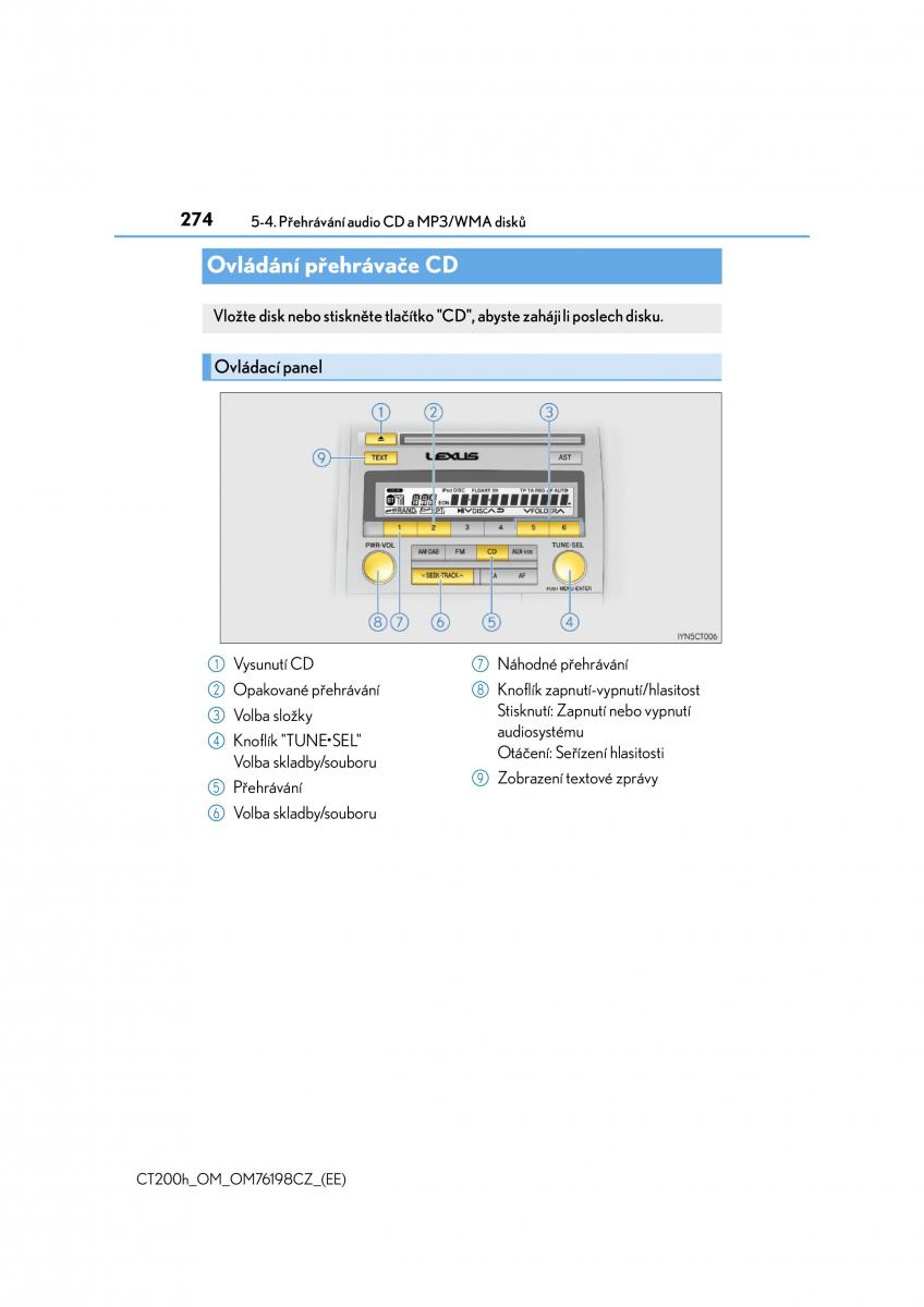 Lexus CT200h navod k obsludze / page 274