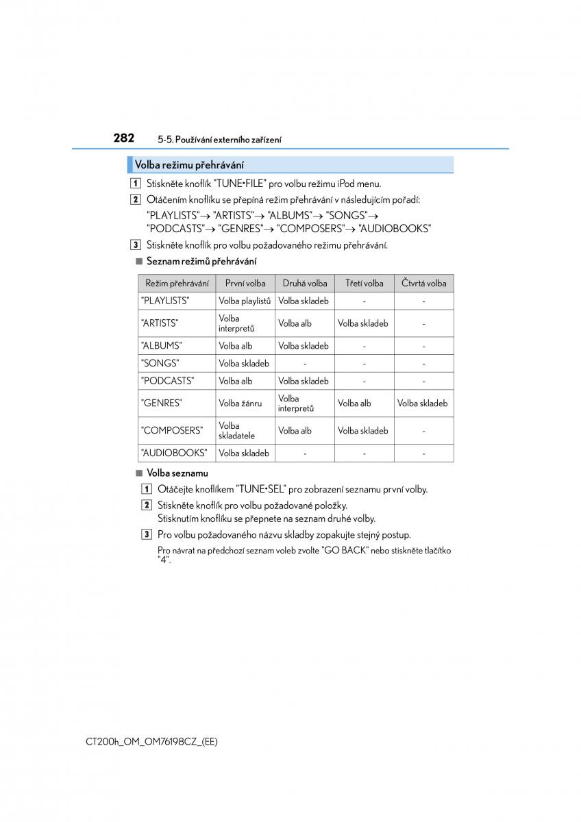 Lexus CT200h navod k obsludze / page 282