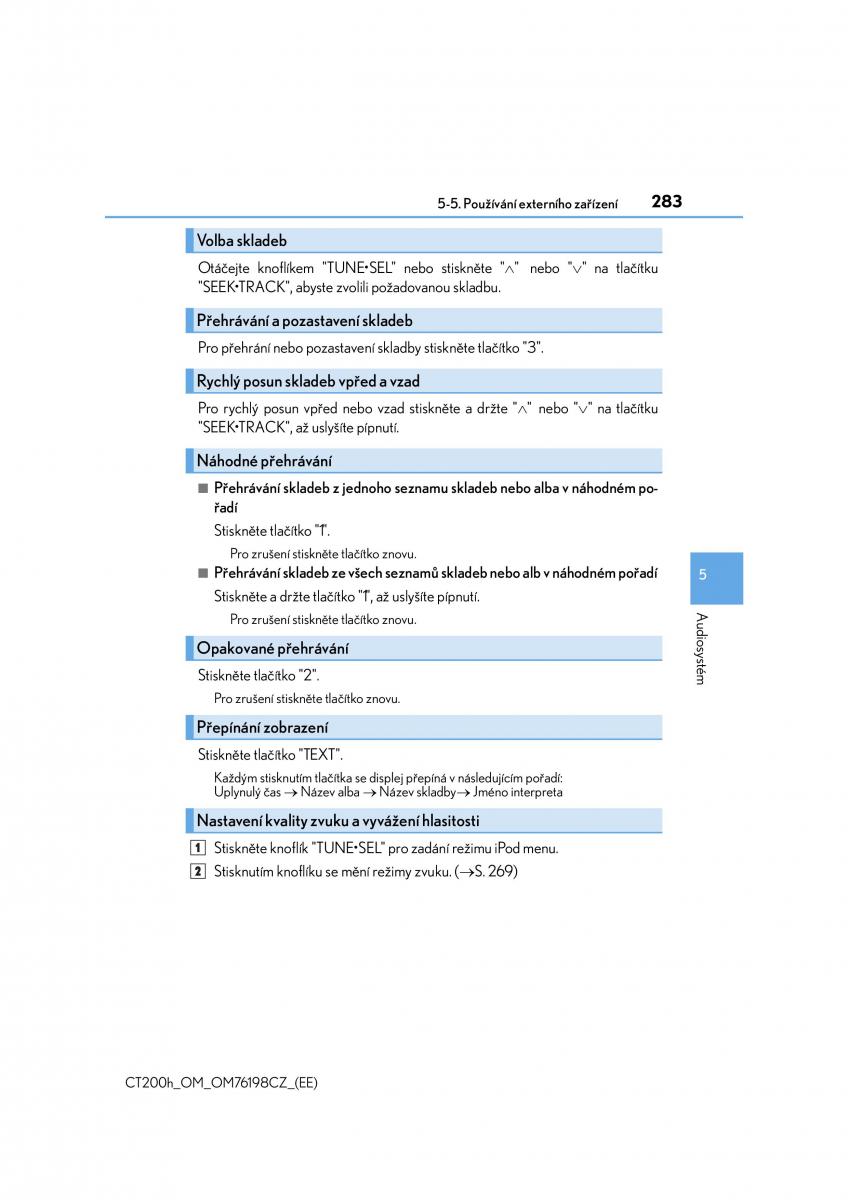Lexus CT200h navod k obsludze / page 283