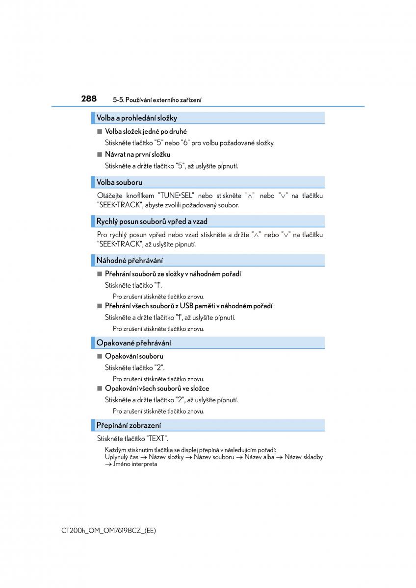 Lexus CT200h navod k obsludze / page 288