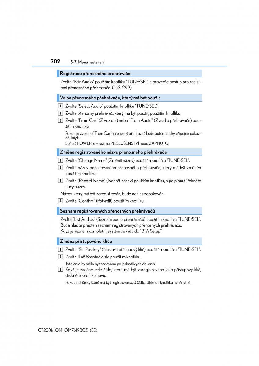 Lexus CT200h navod k obsludze / page 302