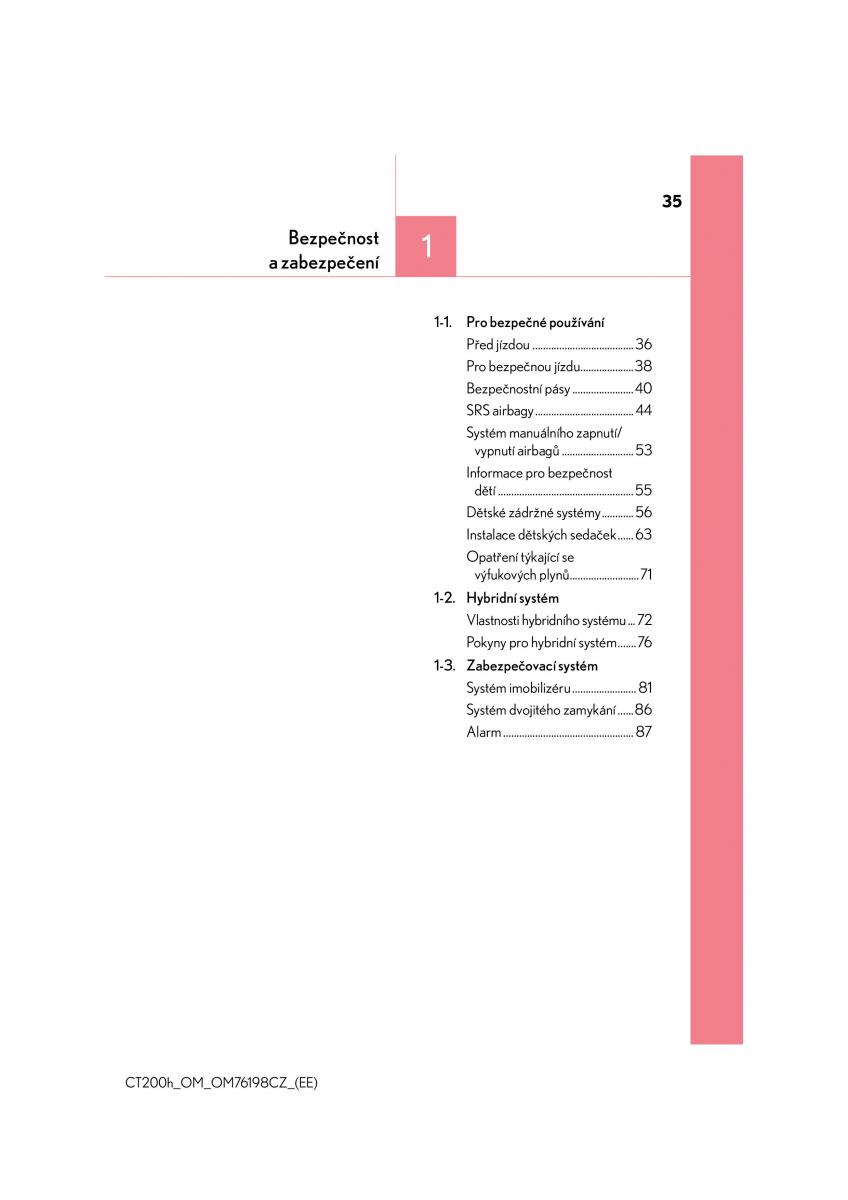 Lexus CT200h navod k obsludze / page 35