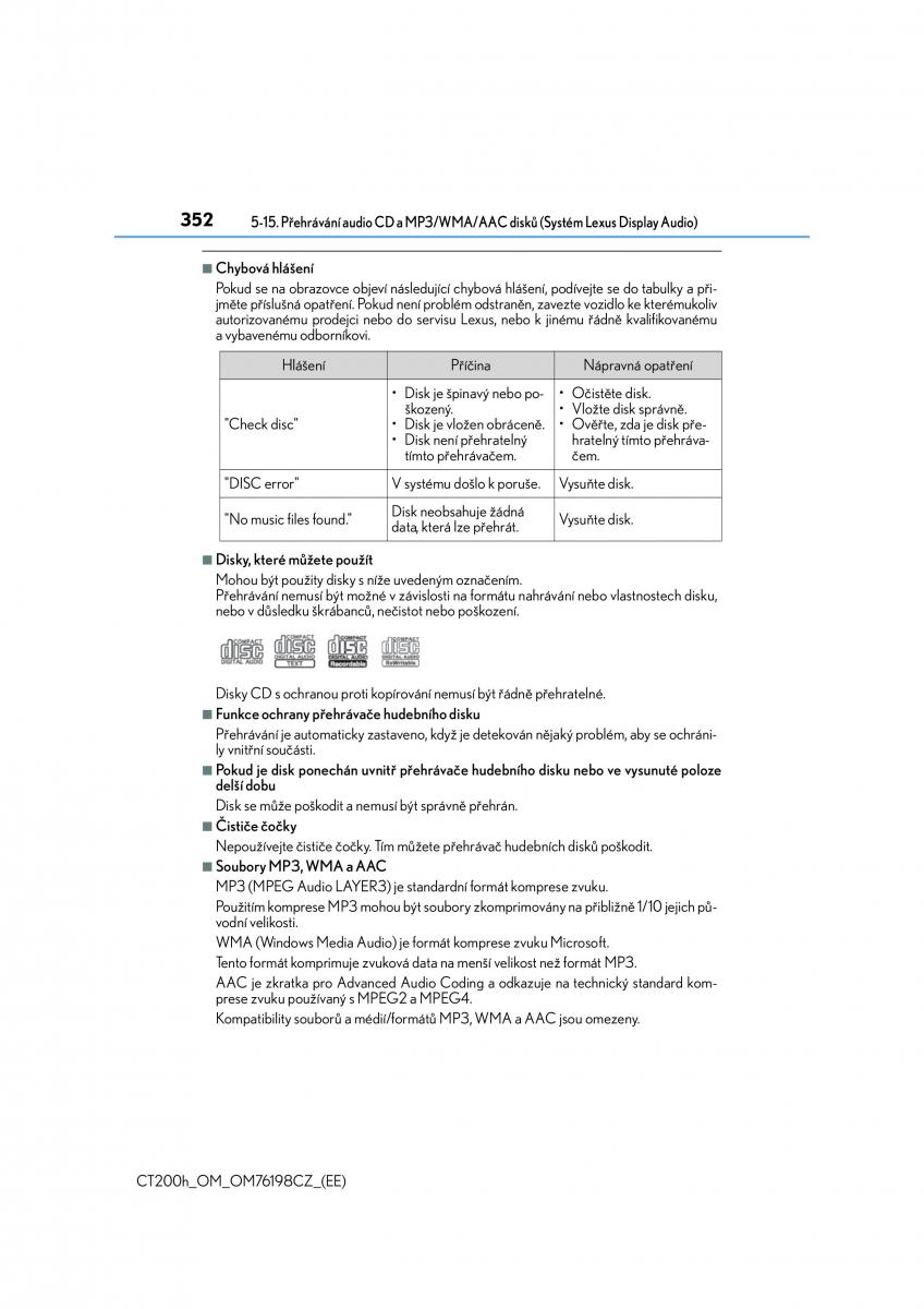 Lexus CT200h navod k obsludze / page 352