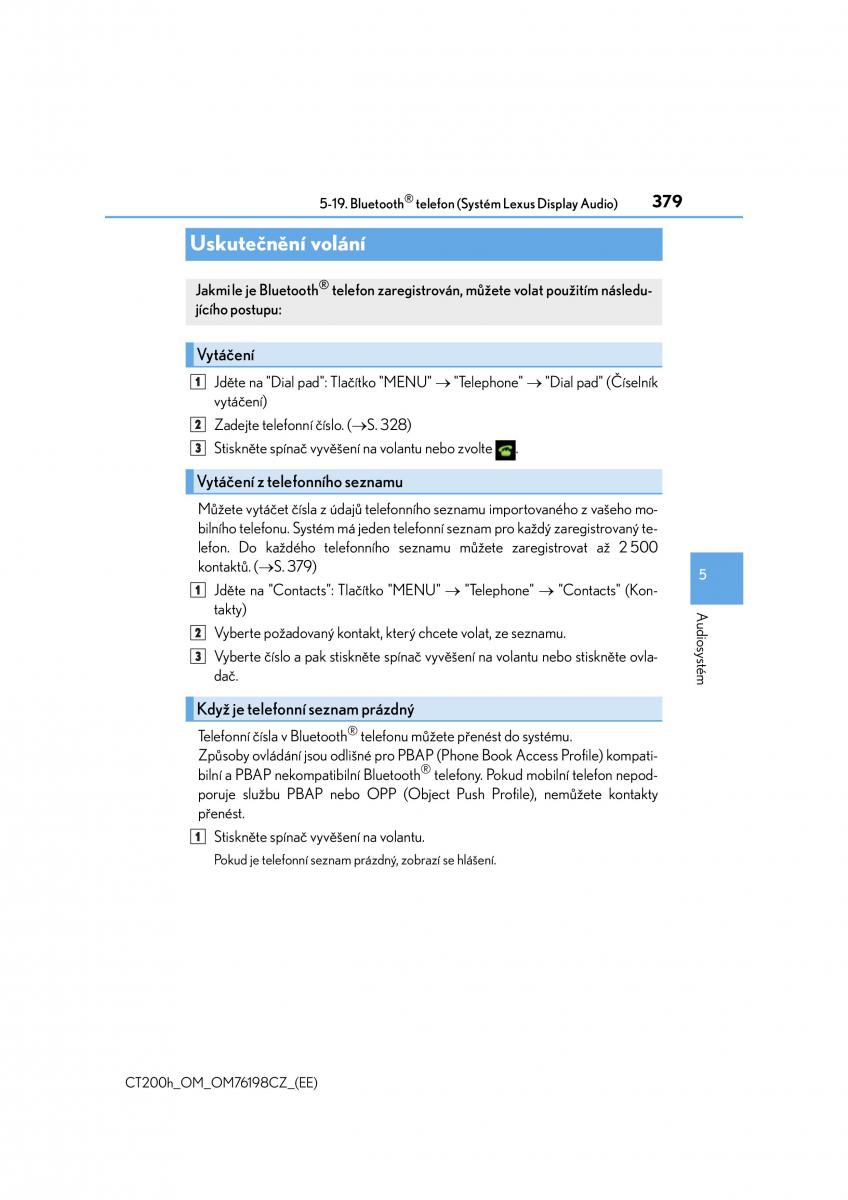 Lexus CT200h navod k obsludze / page 379