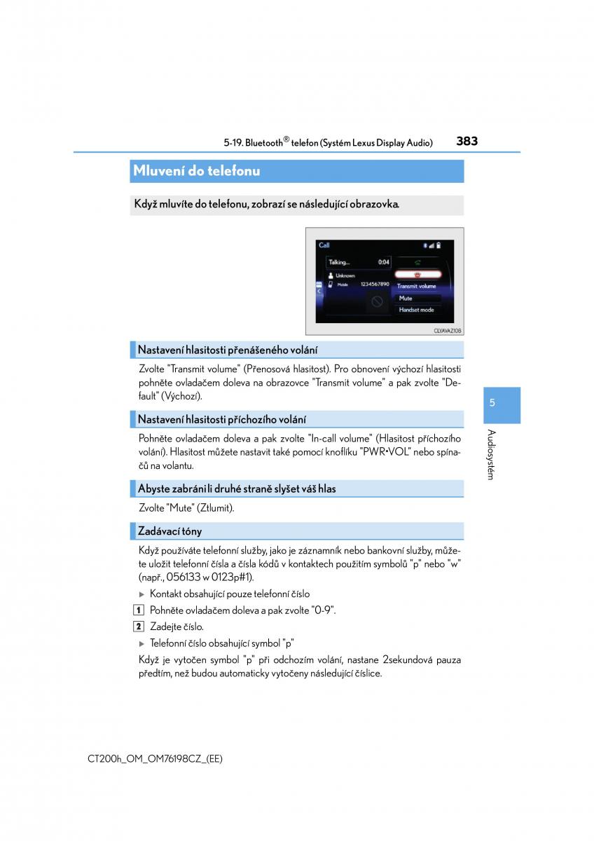 Lexus CT200h navod k obsludze / page 383