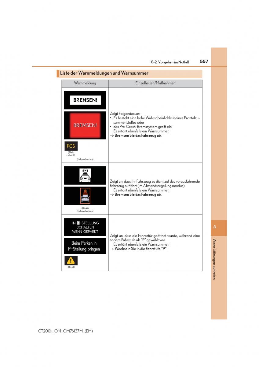 Lexus CT200h Handbuch / page 557