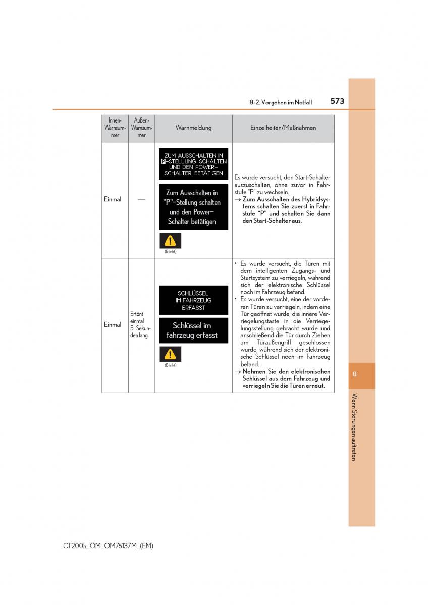 Lexus CT200h Handbuch / page 573