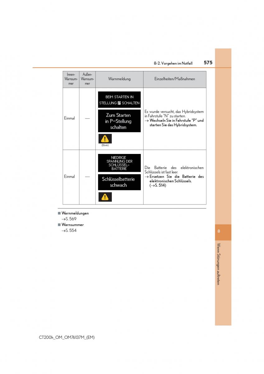 Lexus CT200h Handbuch / page 575