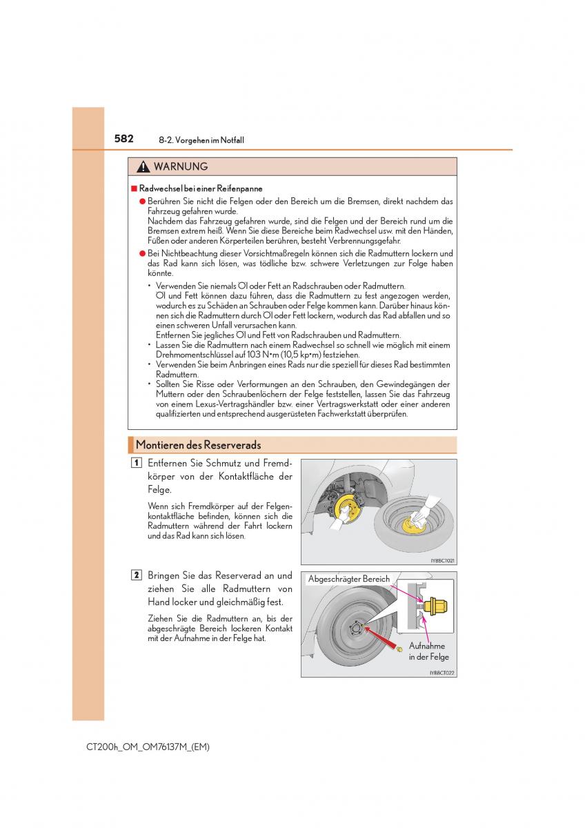 Lexus CT200h Handbuch / page 582