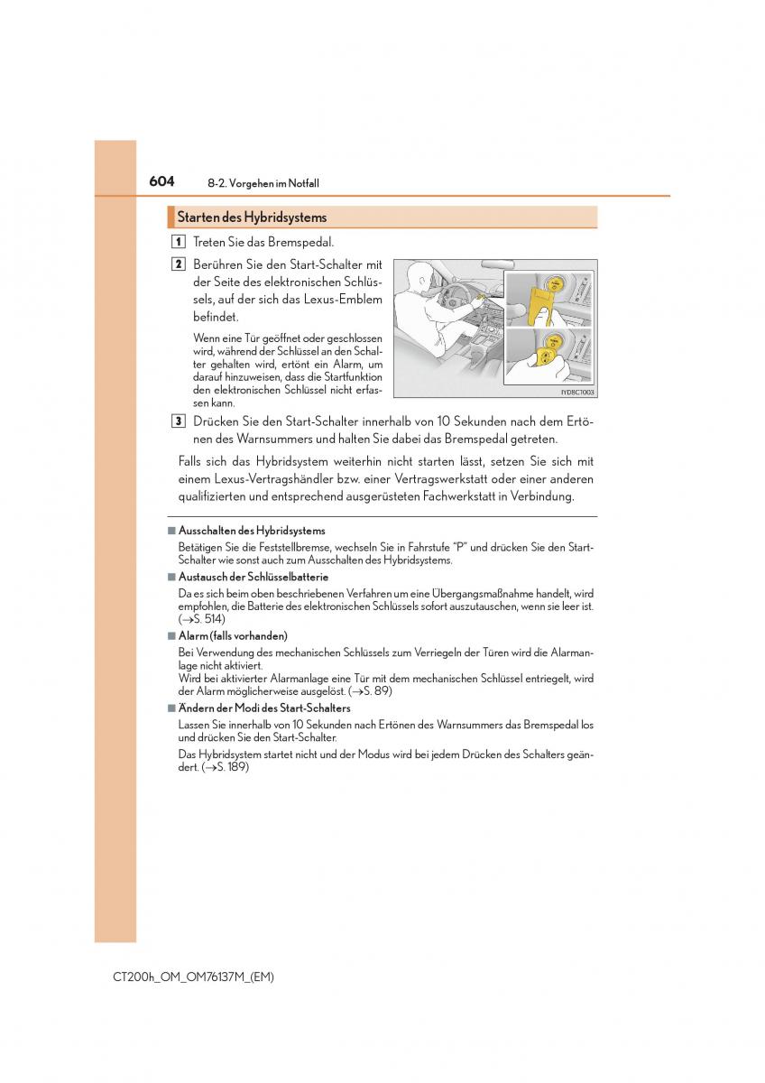 Lexus CT200h Handbuch / page 604