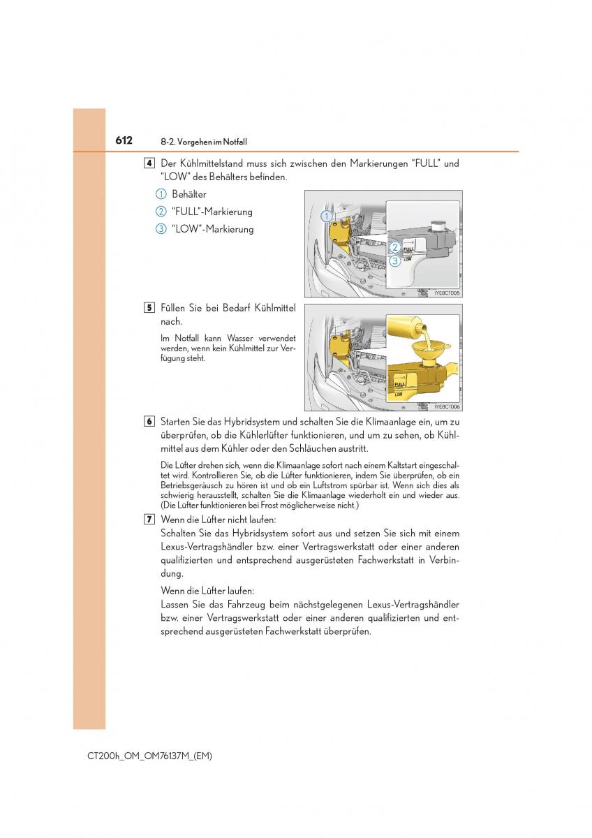 Lexus CT200h Handbuch / page 612