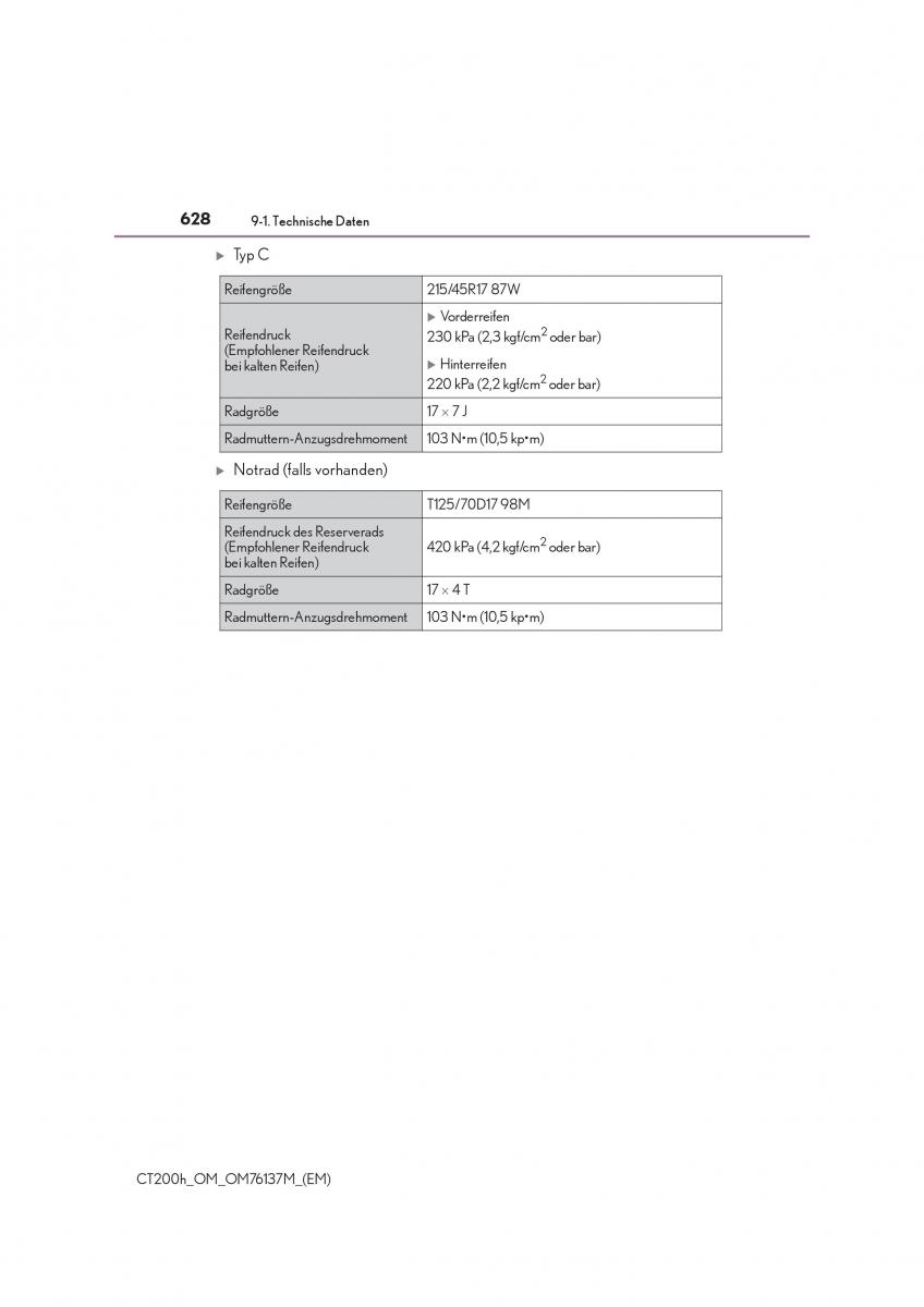 Lexus CT200h Handbuch / page 628