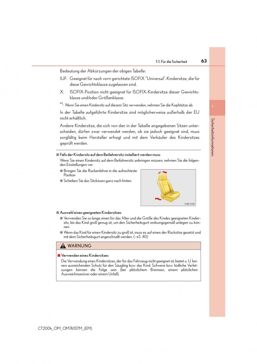 Lexus CT200h Handbuch / page 63