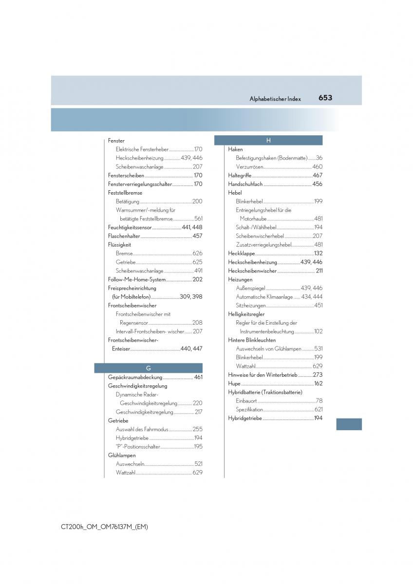Lexus CT200h Handbuch / page 653