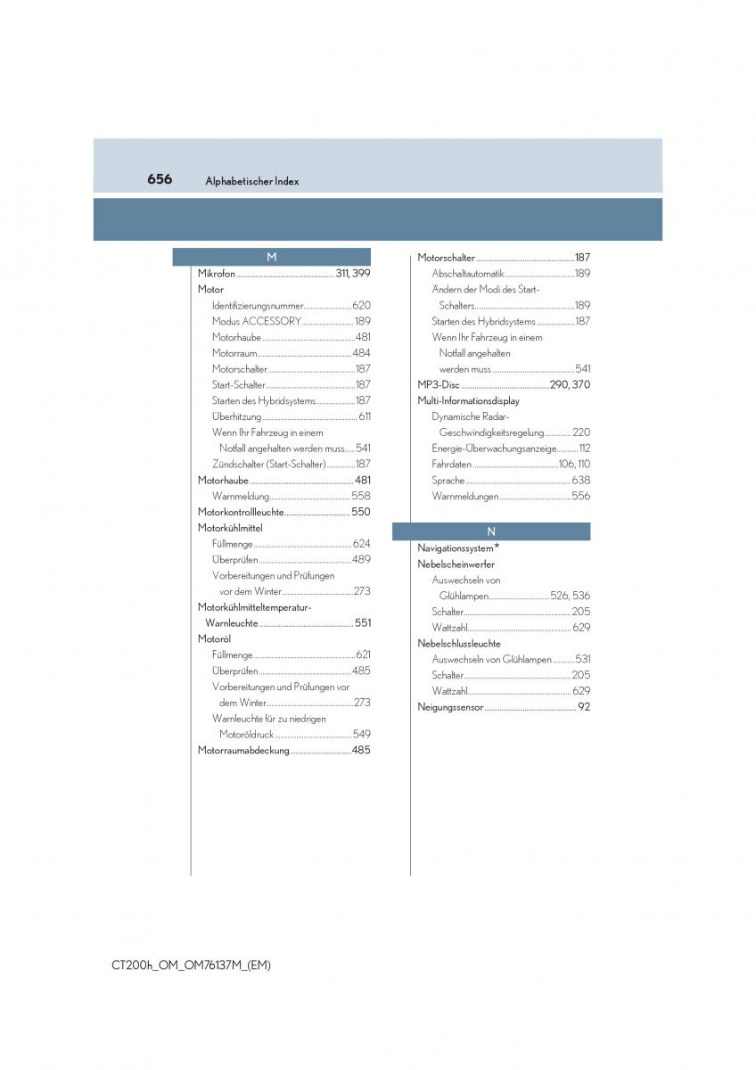 Lexus CT200h Handbuch / page 656