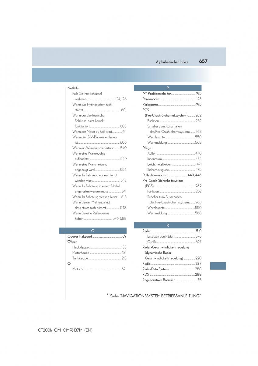Lexus CT200h Handbuch / page 657