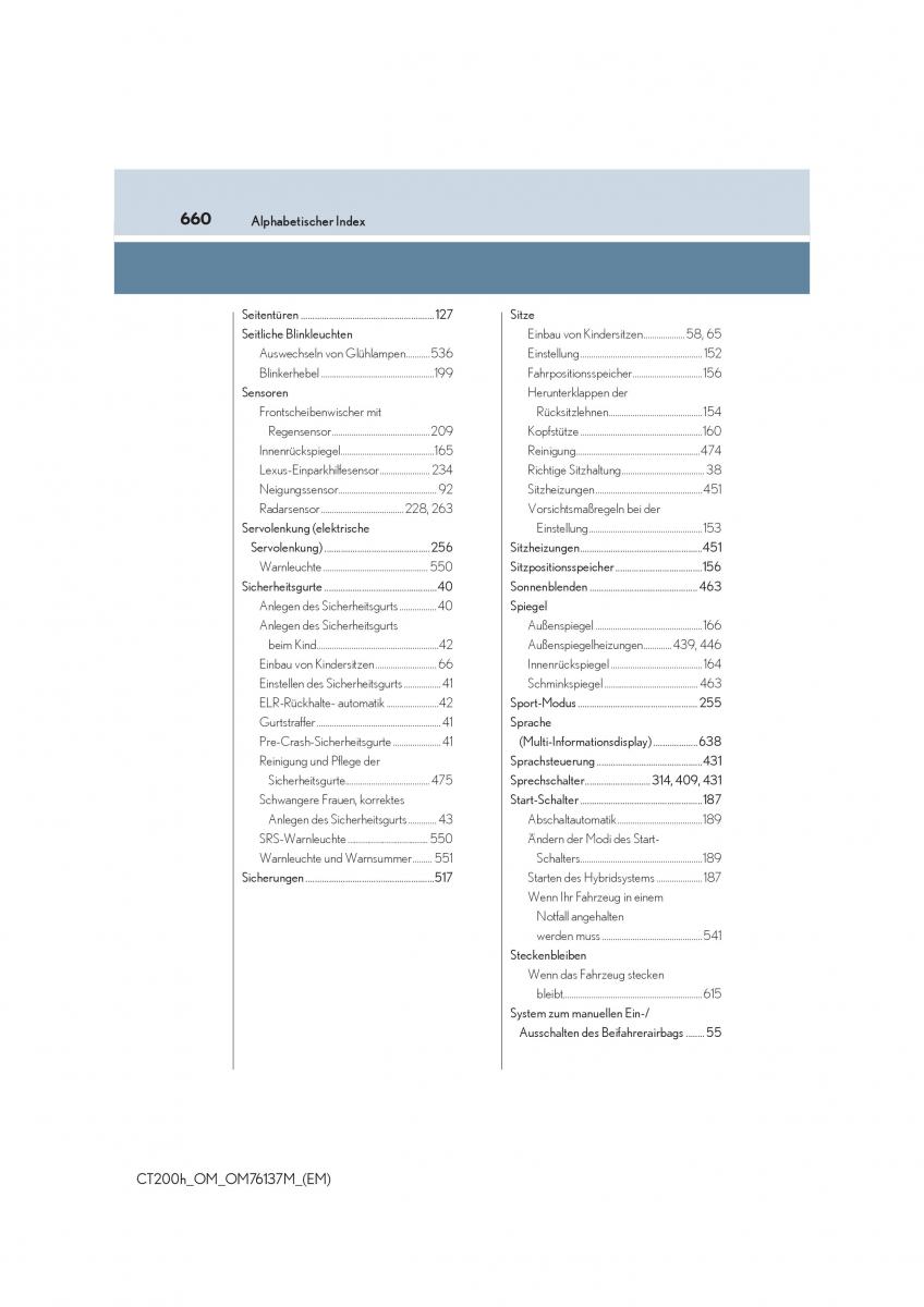 Lexus CT200h Handbuch / page 660