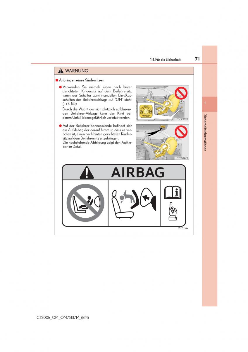Lexus CT200h Handbuch / page 71
