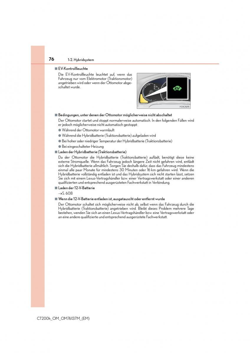 Lexus CT200h Handbuch / page 76