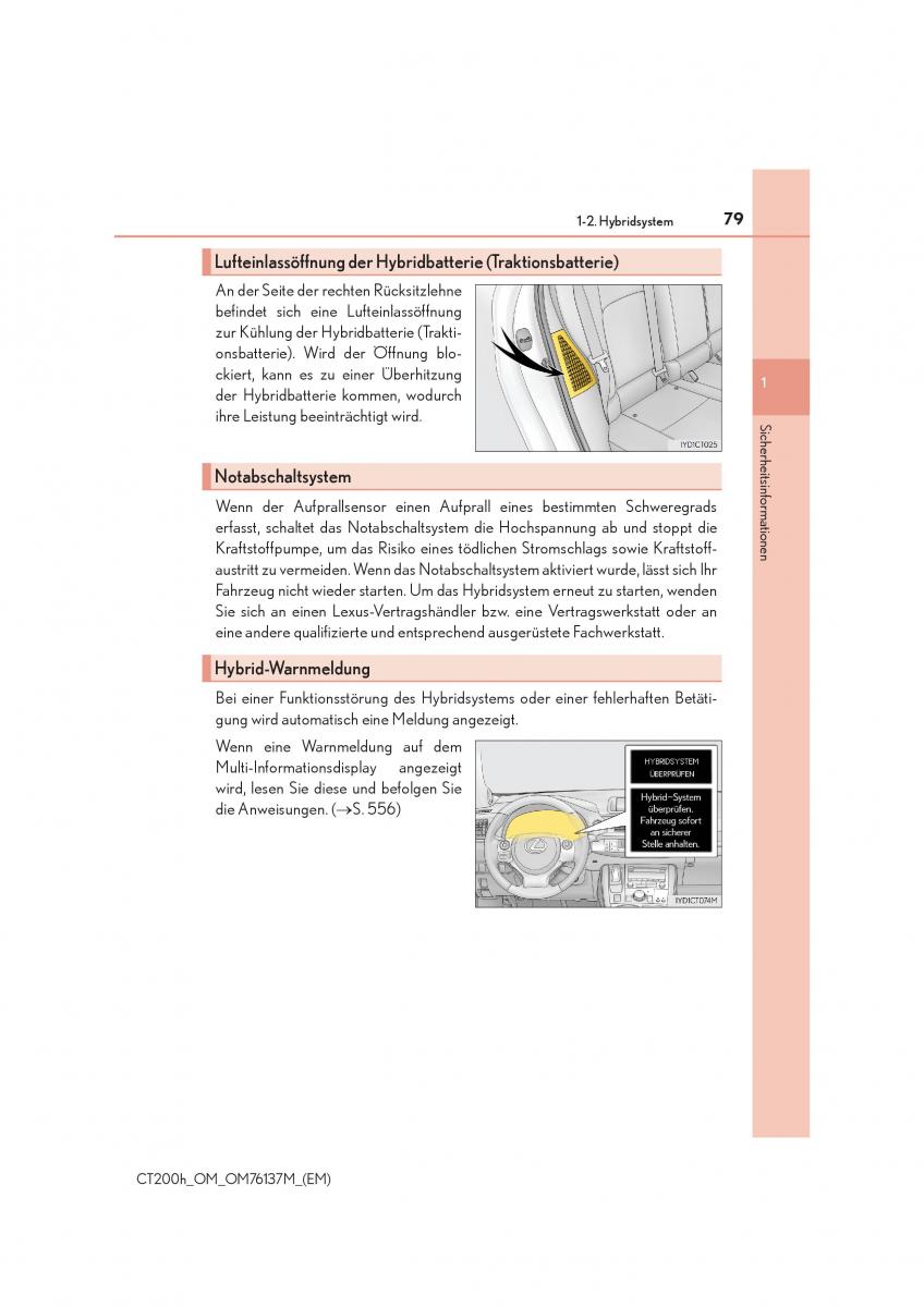 Lexus CT200h Handbuch / page 79