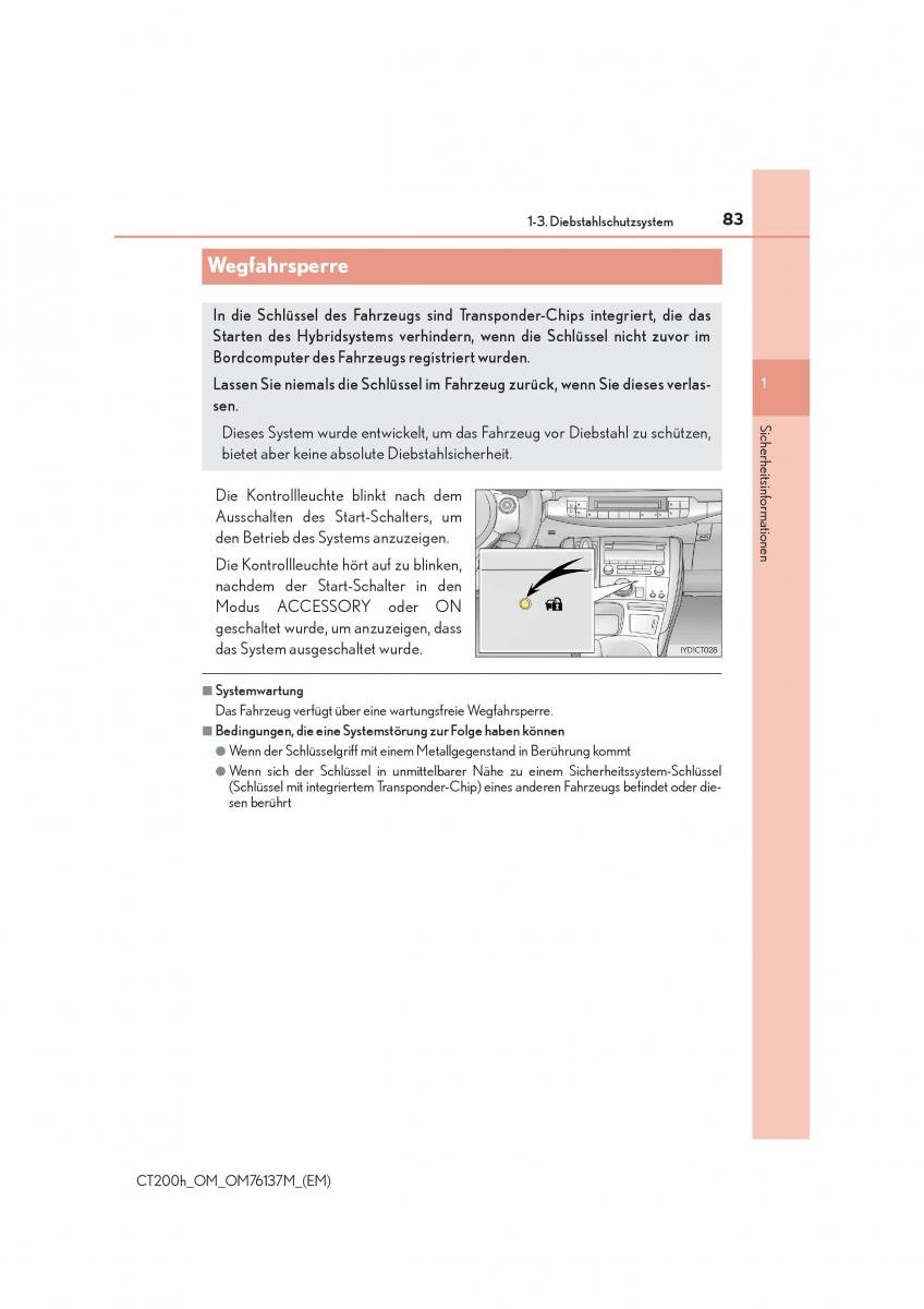 Lexus CT200h Handbuch / page 83