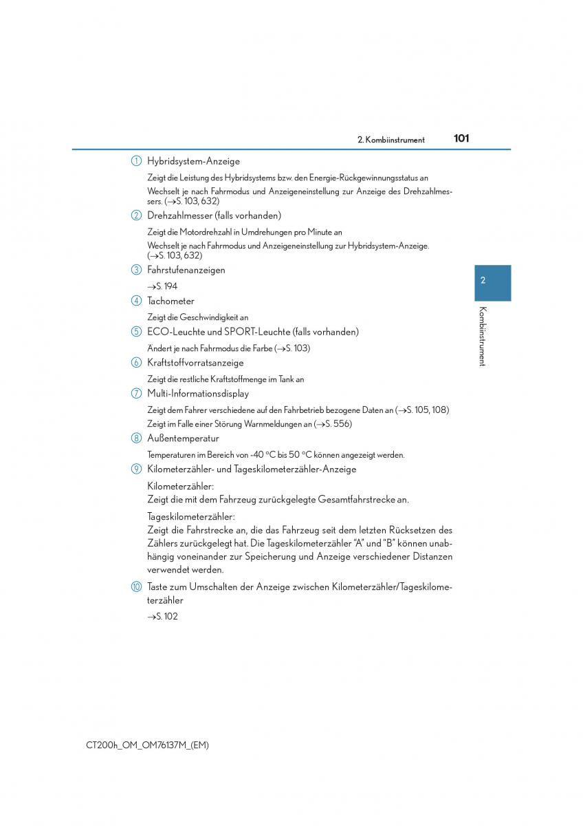 Lexus CT200h Handbuch / page 101