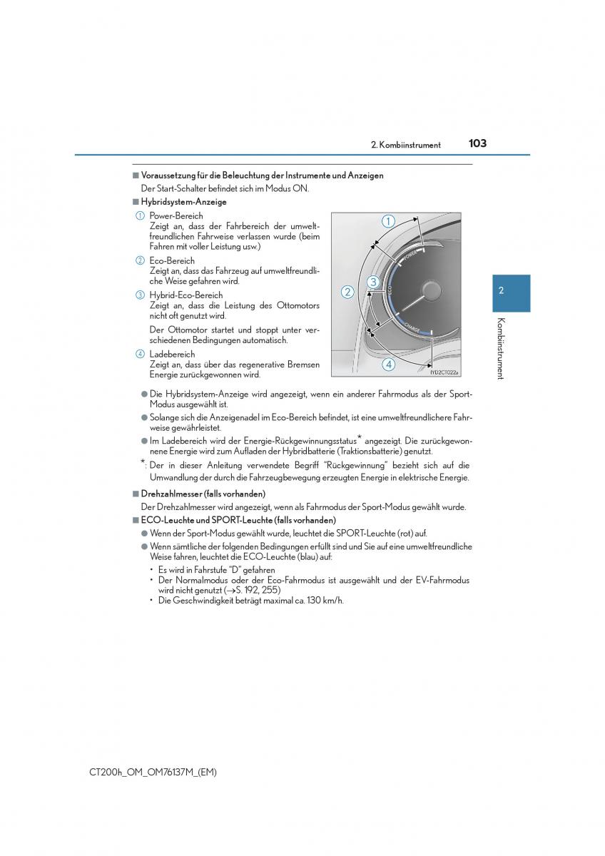 Lexus CT200h Handbuch / page 103