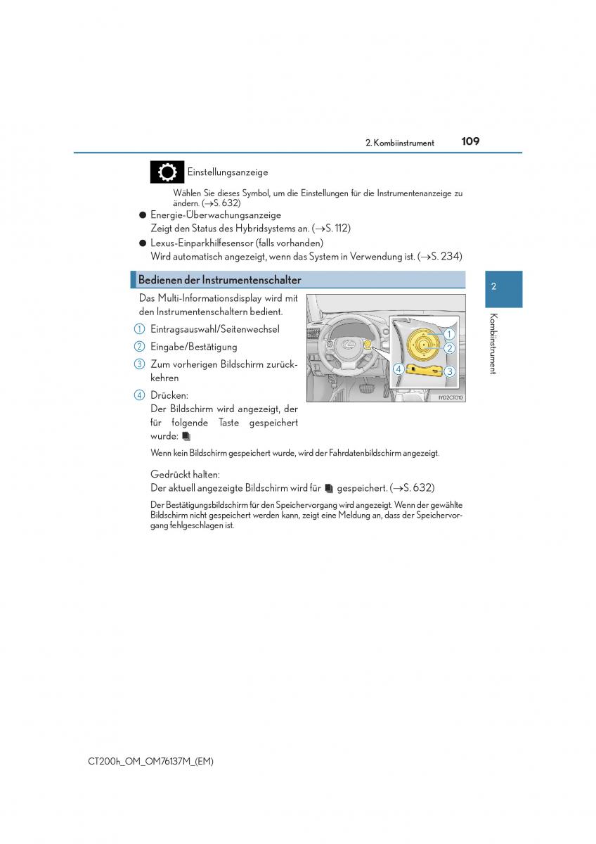 Lexus CT200h Handbuch / page 109