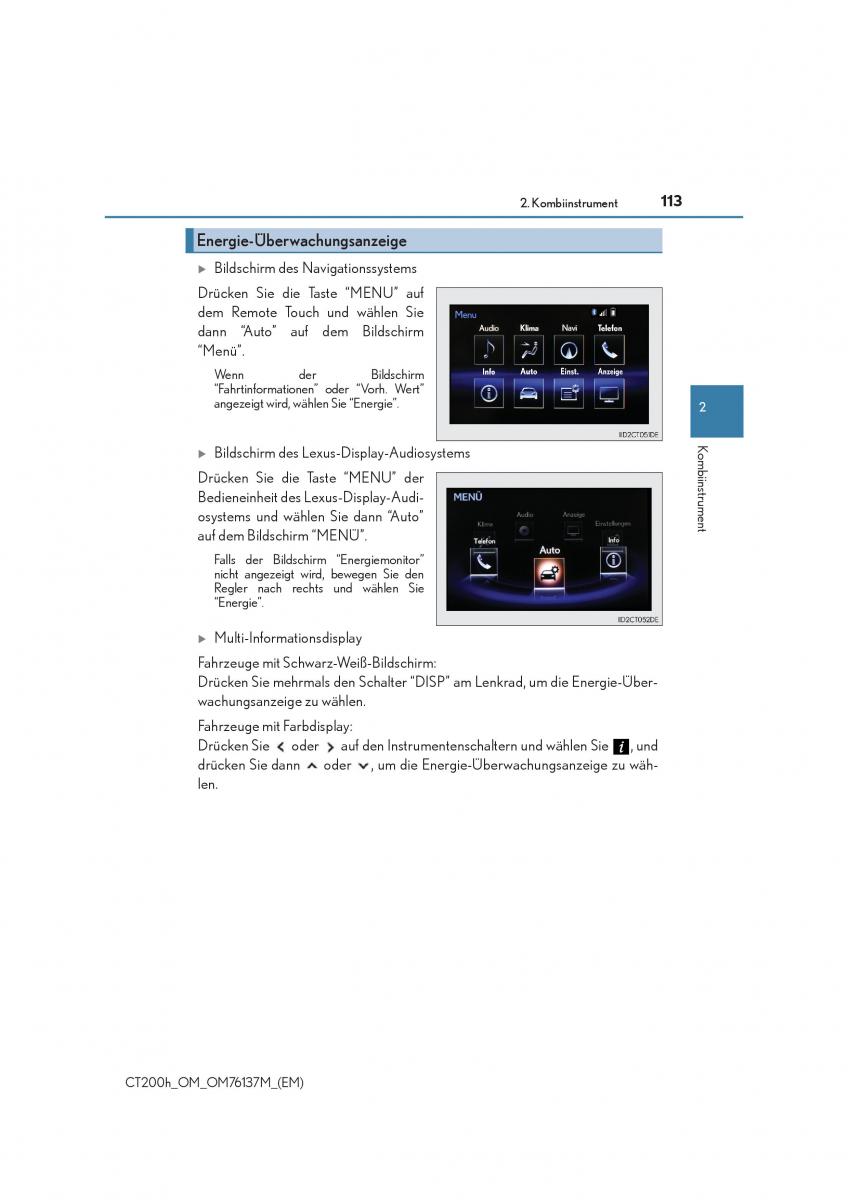 Lexus CT200h Handbuch / page 113