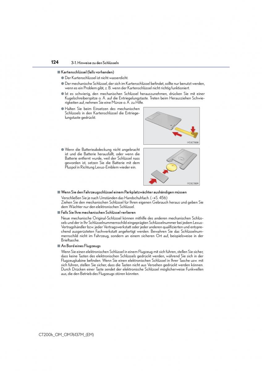 Lexus CT200h Handbuch / page 124