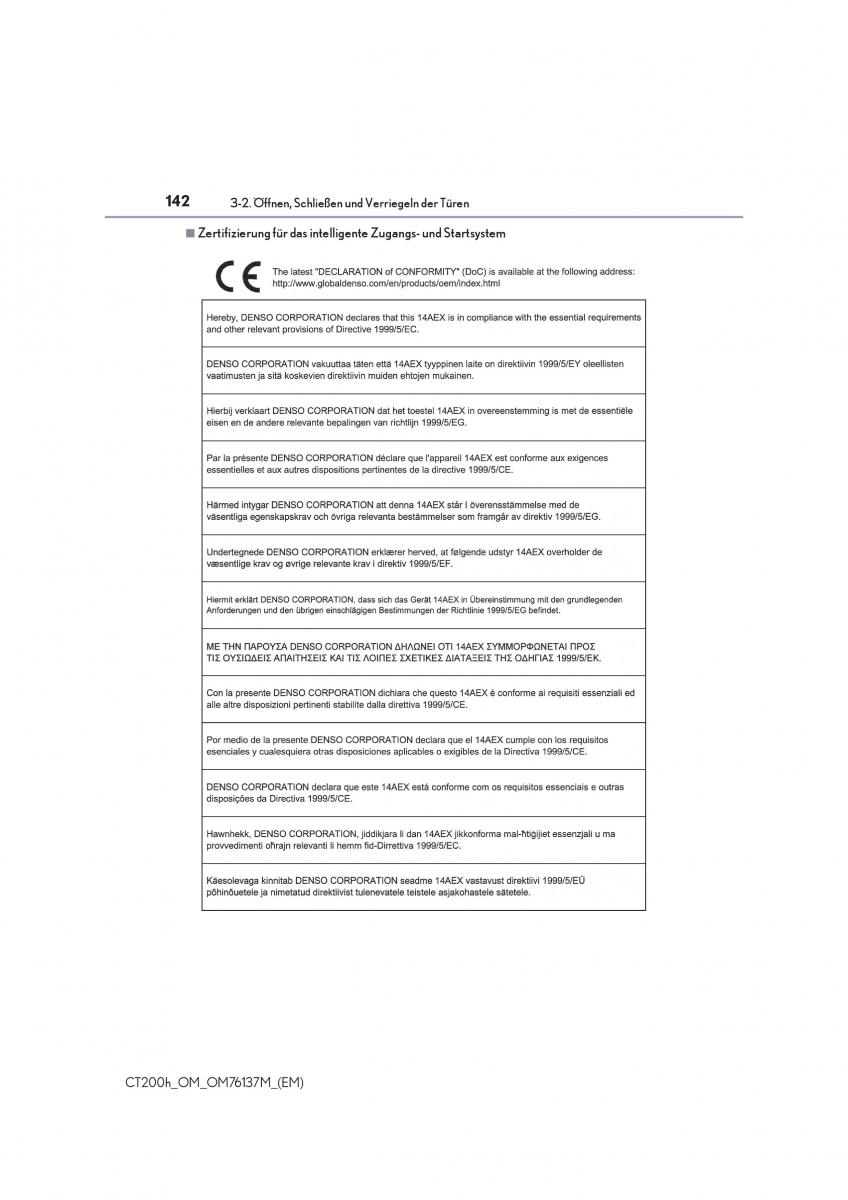 Lexus CT200h Handbuch / page 142