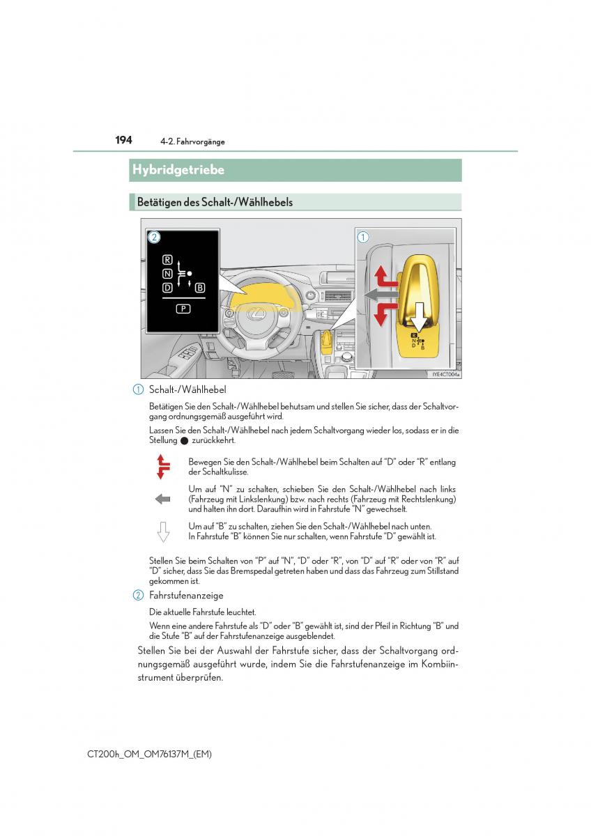 Lexus CT200h Handbuch / page 194