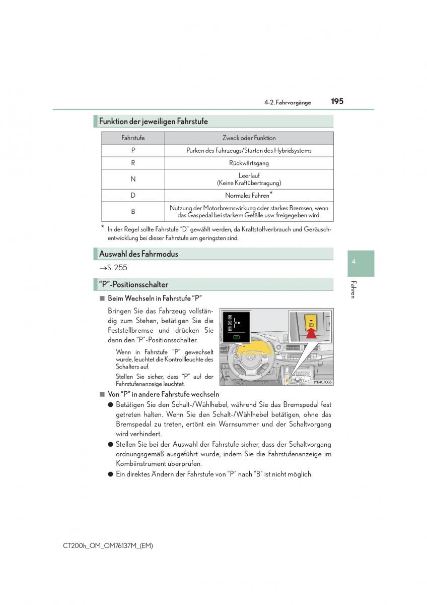 Lexus CT200h Handbuch / page 195