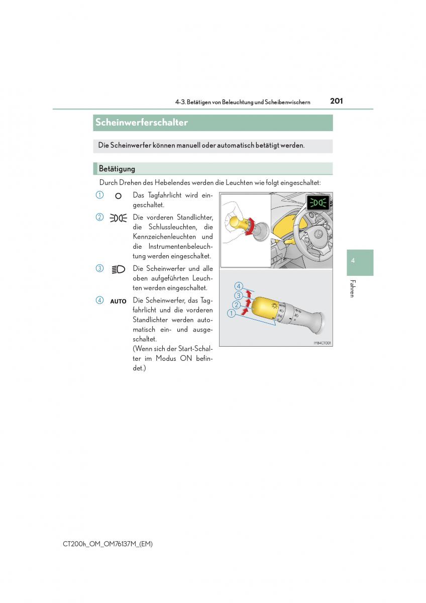 Lexus CT200h Handbuch / page 201