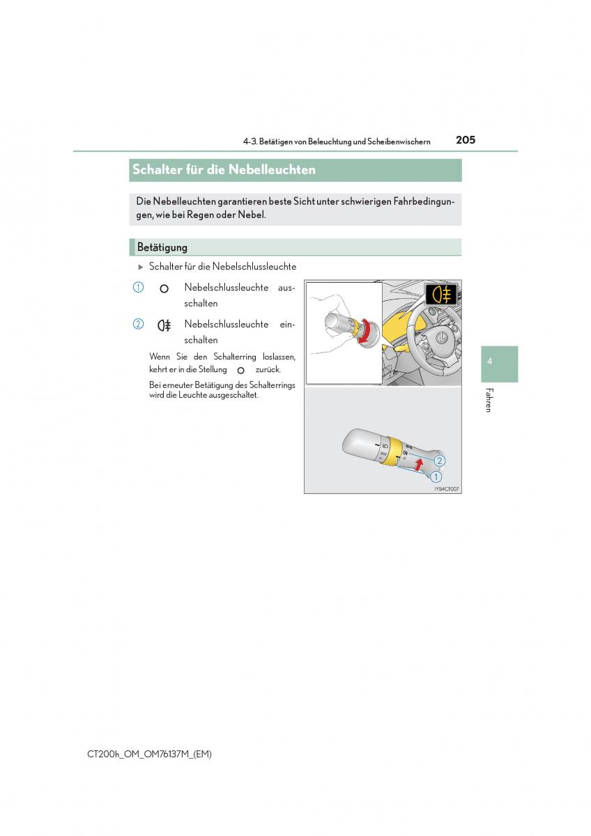 Lexus CT200h Handbuch / page 205