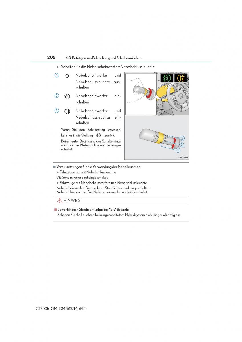 Lexus CT200h Handbuch / page 206