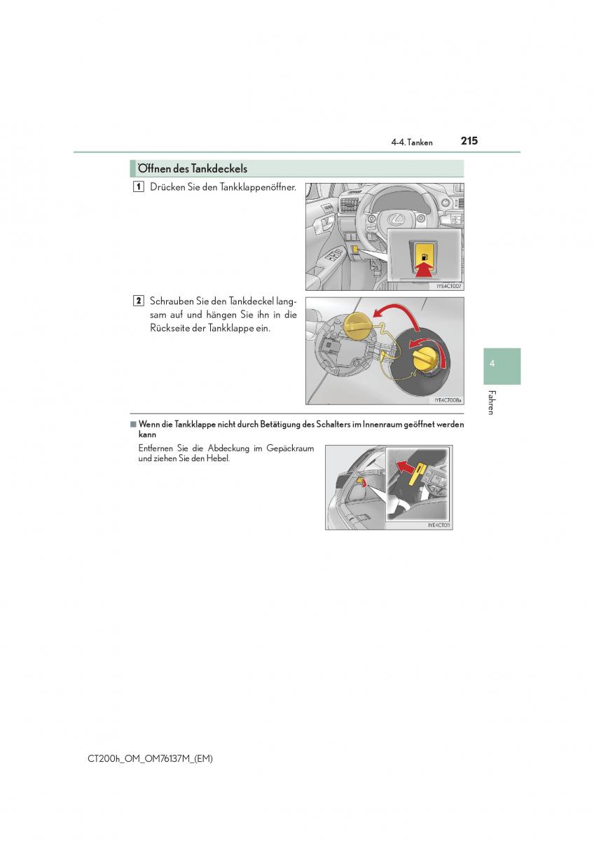 Lexus CT200h Handbuch / page 215