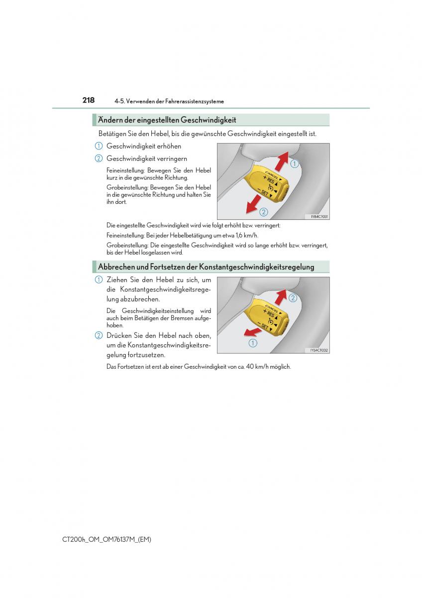 Lexus CT200h Handbuch / page 218