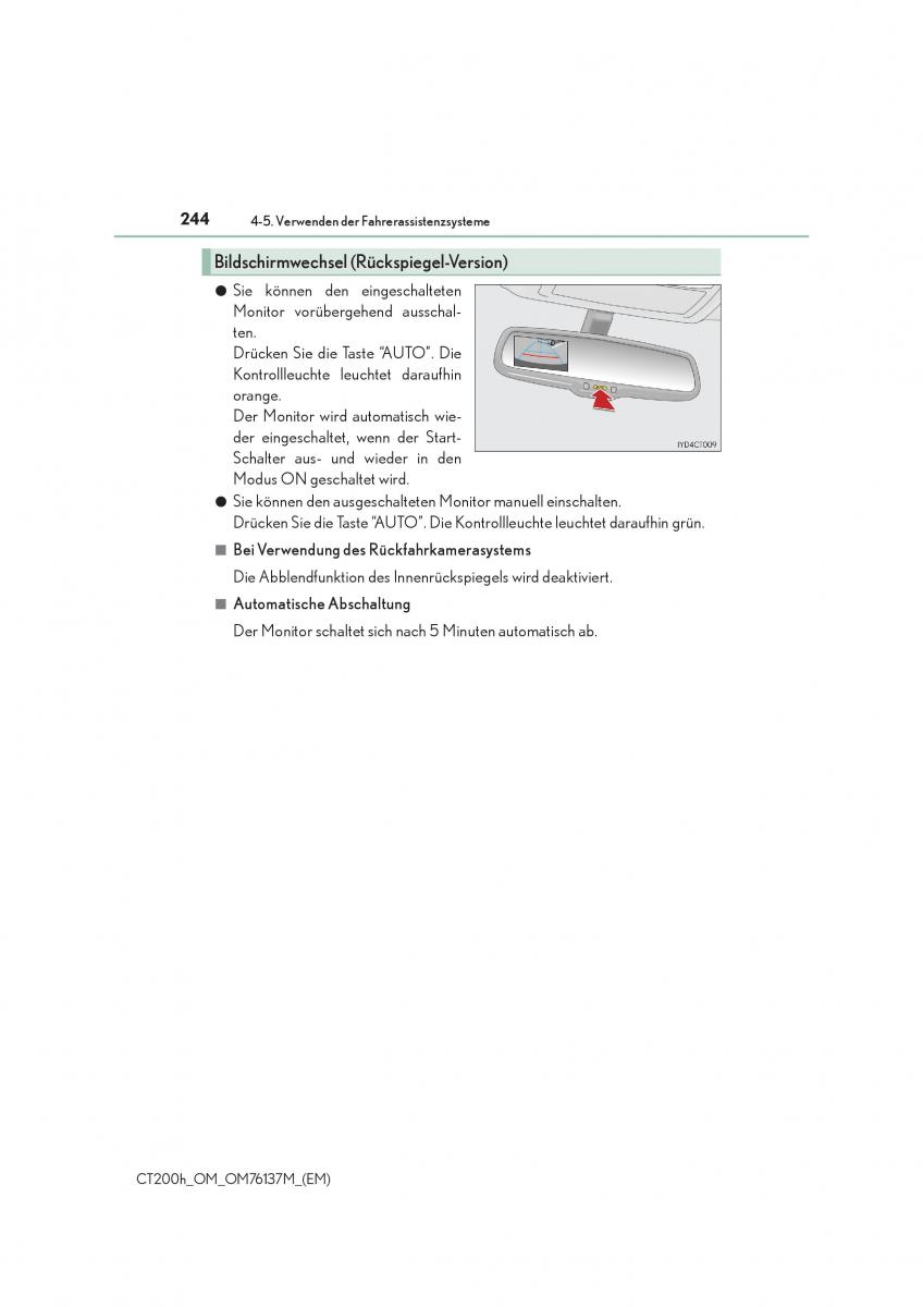 Lexus CT200h Handbuch / page 244